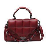 Kukombo Female Small Square Bag Tote 2022 Fashion New Pu Leather Women's Handbags Solid Lingge Shoulder Crossbody Bags for Women Totes