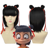 Kukombo Halloween Party Cosplay Wigs Carnival Kids Anime Nezha Chinese Style Cartoon Movie Nuzar Nalakuvara Children Black Short Hair