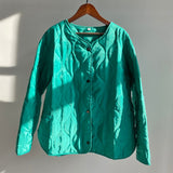 Christmas Gift Msfancy Green Quilted Coats Women 2021 Harajuru O-neck Single Breasted Jacket Fall Female Casual Bomber Jacket