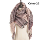 Christmas Gift 2021 New Winter Knitted Scarf Cashmere Pashmina Women Warm Neck Scarves Shawls Plaid Wraps Triangle Stoles Lady Bandana