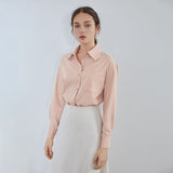 Christmas Gift FANSILANEN Multicolor Office Lady Casual Blouse Shirt Women Solid Long Sleeve Button Up Shirt Spring Female Elegant White Top