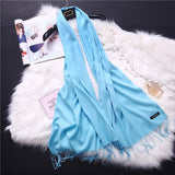 Christmas Gift 2021 women scarf solid cashmere scarves lady shawls and wraps winter head scarf pashmina long size foulard hijab wholesale