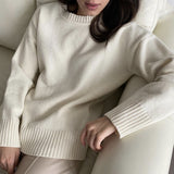 Christmas Gift Hirsionsan Basic Khaki Knitted Cashmere Sweaters Women 2021 New Winter Loose Solid Ladies Pullovers Warm Casual Knitwear Jumper