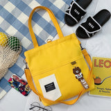 Kukombo Fashion Bear Doll Bag Canvas Women's Bag New 2022 Large Capacity Cute Bear Student Single Shoulder Bag Woman Tote Bag