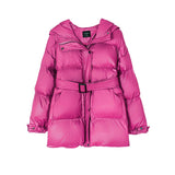 Christmas Gift 2021 Winter Hooded Puffer Jacket Coat Women Parkas belt jacket oversized outwear women clothing