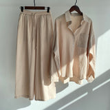 Kukombo Christmas Gift Msfancy Summer Two Piece Set Women Cotton Shorts Sets Vintage Boho Oversized Shirt High Waist Loose Shorts Mujer Sets