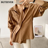 Christmas Gift Casual Turn-down Collar Women Solid Blouses Tops 2022 Autumn Full Sleeve Pocket Female Shirts Elegant Ladies Blusas
