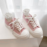 Kukombo Women's Sneakers Sports Shoes White Spring Autumn Flat Tennis Casual Basket Platform Running Vulcanize Lolita Kawaii