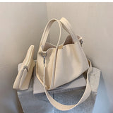 Kukombo Casual Soft Pu Leather Handbag Crossbody Shoulder Bags for Women New Small Bucket Tote Female Handbags Travel Shopper Bag Totes