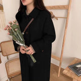 Christmas Gift Woman Long Coat Retro Woolen Coat Korean Preppy Style Versatile Windbreaker Casual Fashion Warm Oversize 2021 Winter Women Coat