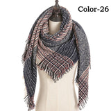 Christmas Gift 2021 New Winter Knitted Scarf Cashmere Pashmina Women Warm Neck Scarves Shawls Plaid Wraps Triangle Stoles Lady Bandana