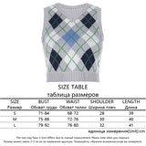 Christmas Gift HEYounGIRL V Neck Vintage Argyle Sweater Vest Women Black Sleeveless Plaid Knitted Crop Sweaters Casual Autumn Preppy Style