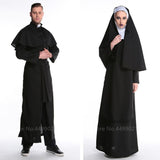 Halloween Kukombo Ladies Missionary Priest Uniform Medieval Costume Nun Cosplay Halloween Dress For Women Cross Religious Polyester Adult Men Robe