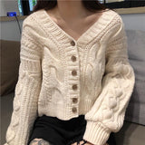 Christmas Gift Solid color Knitted Sweater Women 2021 Autumn Female Casual Long Sleeve Single Breasted V neck Cardigan Sweaters Coat