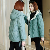 Kukombo 2022 Women Winter Jacket Short Warm Parkas Female Spring/Autumn New Thickening Coat Cotton Padded Jacket Hooded Oversize 3XL
