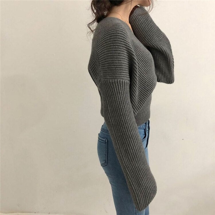 Christmas Gift New 2021 Autumn Winter Women Sweaters Knitting V-neck Cross Wild Fashionable Sexy Pullovers Female Lady Tops SW7777