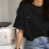 Kukombo Short Sleeve T-Shirts Women Summer Embroidery Loose Korean Style Simple All-Match Trendy Causal Chic Girls Ins BF Tees Daily New
