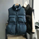 Christmas Gift Winter Spring Warm Vest 2021 Korean Loose Coat Thickening Before Short and Long Waist Cotton Waistcoat Women Puffer Jacket