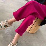 Christmas Gift Y2K 2021 Autumn Winter Women Pants Harem High Waist Wide Legs Warm Knitted Fashionable Ankle-Length Trousers P3168JX