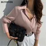 Christmas Gift BGTEEVER Chic Turn-down Collar Scarf  Women Shirts 2021 Spring Summer Ladies Single-breasted Blouses Tops Elegant Female Tops