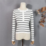 Christmas Gift New 2021 Winter Spring Women Sweater Buttons Knitted Pullovers Striped Casual Fashionable Wild Ladies Tops SW1696