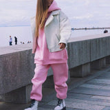 Christmas Gift Casual Women Fleece Hoodie Two Piece Sets Oversize Pullover Sweatshirt And Elastic Pencil Pant Suits Fashion Female Sport Outfit