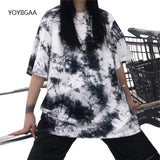Christmas Gift Tie Dye Print T Shirt Women Tops Tees O-neck Short Sleeve Female T-Shirt Streetwear Oversized Women's Top TShirt Casual Tshirt