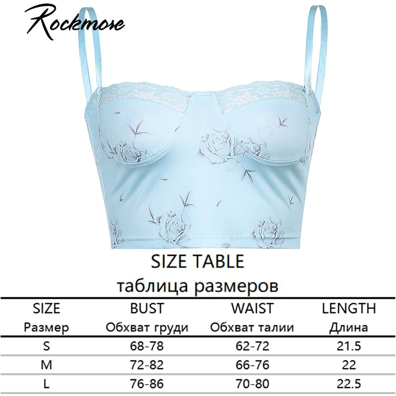 Rockmore Lace Aesthetic Crop Tops Women V Neck Sleeveless Tank Top Tee Cute Clothes Academia Vintage E Girl Camisole Streetwear