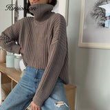 Christmas Gift Hirsionsan Turtle Neck Sweater Women 2021 New Korean Elegant Solid Cashmere Soft Oversized Thick Warm Female Pullovers Tops