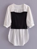 Kukombo Sweet Gentle Lace-Up Tops Summer Square Collar Lady Elegance Shirts Plus New OL Streetwear Blouses