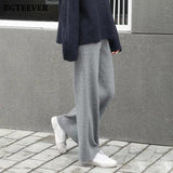 Christmas Gift Autumn Winter Women Thick pant Loose Elastic Waist Straight Leg Knitted Long Pant 2021 Ladies Casual Sweater Trouser