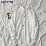 Christmas Gift BGTEEVER 2021 Spring New Chic Long Sleeve Women Blouses Tops Single-breasted One Pocket Loose Female Solid Shirts Blusas femme