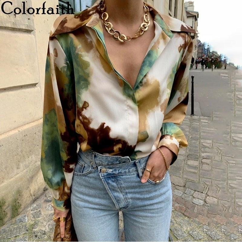 Christmas Gift  New 2021 Y2K Retro Autunm Blouses Shirts Vintage Printed Ink Style Korean Lady Fashionable Stylish Wild Tops BL66049