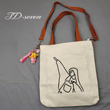 Kukombo Canvas Bag Women Messenger Bag Large Capacity Shopping Bag Versatile Canvas Bag Slung Female Student Women's Handbag