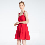 Christmas Gift Marwin New-Coming Summer Solid Knee-Length Spaghetti Strap Strapless Dresses High Street Empire Style Party Holiday Dresses
