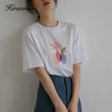 Christmas Gift Hirsionsan Aesthetic Printed T Shirt Women 2021 New Soft 1005 Cotton Balck Summer Tops O-neck Cusual Short Sleeve Female Tees