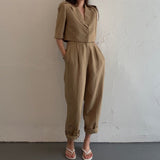 Kukombo 2022 New Spring Summer Woman Sets 2 Piece Ankle-Length Wide Leg Pants High Waist Casual Single Breasted Suit WS1019