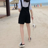 Kukombo Women's Jumpsuits Plus Size Denim Overalls Black High Waist All-Match Korean Preppy Style 2022 Summer Pocket Adjustable Overalls
