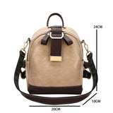 Kukombo New Fashion Women Leather Backpack Small PU School Bag Backpacks for Teenage Girls Vintage Double Shoulder Bags Mochila Feminina