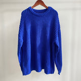 Christmas Gift Msfancy Fall Sweaters Women Korean Fashion Blue O-neck Knitted Oversized Pullovers 2021 Long Sleeve Casual Tops