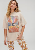 Kukombo Spring Summer Baggy Tee Fashion Ribbed Collar For Texture Screen Printed Oversized Fit Cotton Tshirt For Women