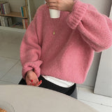 Kukombo Christmas Gift 10 colors Pink Women Sweater Pullover Female Knitting Overszie Long Sleeve Loose Knitted Outerwear Womens Winter Sweaters