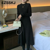 Christmas Gift pure autumn winter bodycon O-neck basic slim A-LINE thick long dress women's dress female basic maix robe dresselegant dress