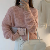 Christmas Gift 2021 Women Sweater Pullover Female Knitting Overszie Long Sleeve Loose Elegant Knitted Thick Outerwear Womens Winter Sweaters