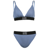 Kukombo Letter Embroidery Black Basic Bra And Brief Sets Sexy Women Intimates Underwear Summer Camis Lingerie Low Waisted Panty