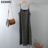 Christmas Gift A-line Spring summer  floral 2021 Woman printed Stripe dress  Dress Casual Long Camisole dress Women Loose chiffon maix dress