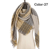Christmas Gift 2021 New Winter Knitted Scarf Cashmere Pashmina Women Warm Neck Scarves Shawls Plaid Wraps Triangle Stoles Lady Bandana