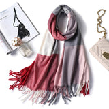 Christmas Gift 2021 warm winter scarf for lady fashion plaid cashmere scarves women shawls and wraps thick high quality pashmina neck bandana