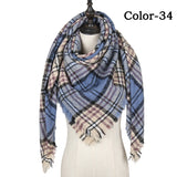 Christmas Gift 2021 New Winter Knitted Scarf Cashmere Pashmina Women Warm Neck Scarves Shawls Plaid Wraps Triangle Stoles Lady Bandana
