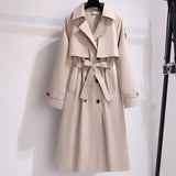Christmas Gift Women Autumn Long Trench Coat Double Breasted Slim Female Outwear Fashion Windbreaker Loose Casual Korean Style Chic Clothing